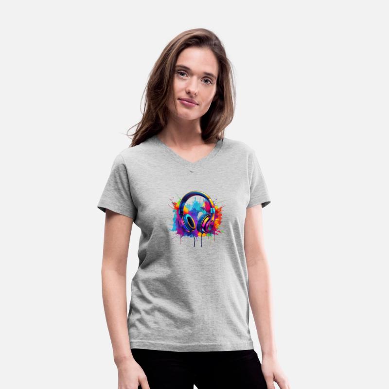 Headphones Surrounded By Colorful Paint Splashes