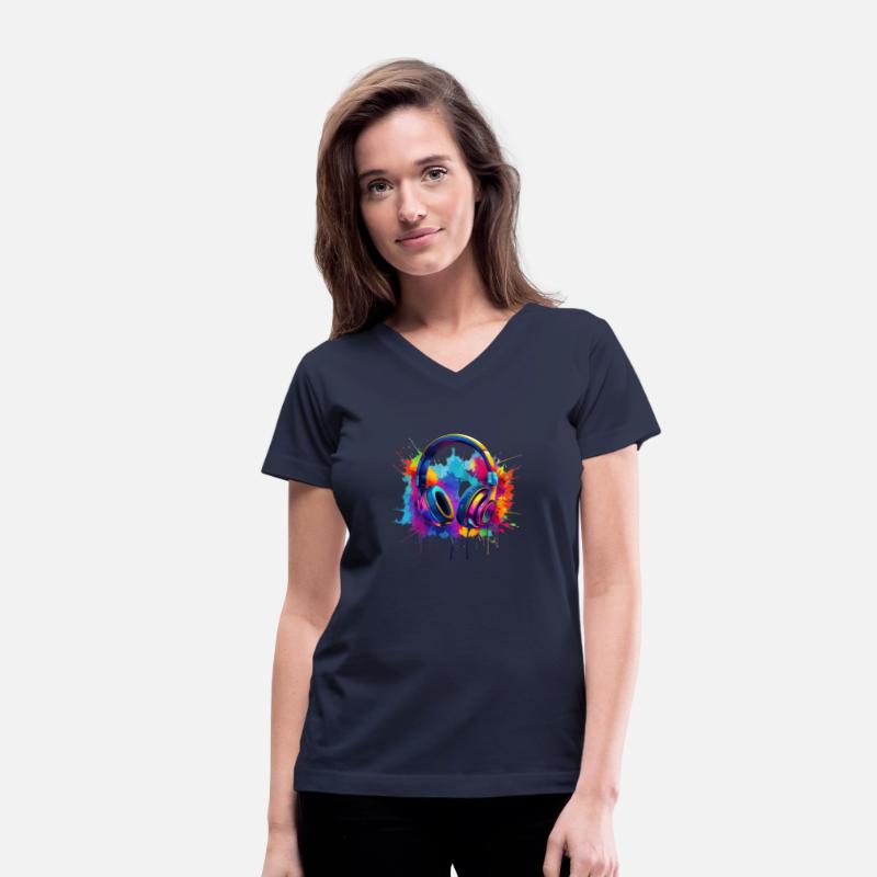 Headphones Surrounded By Colorful Paint Splashes