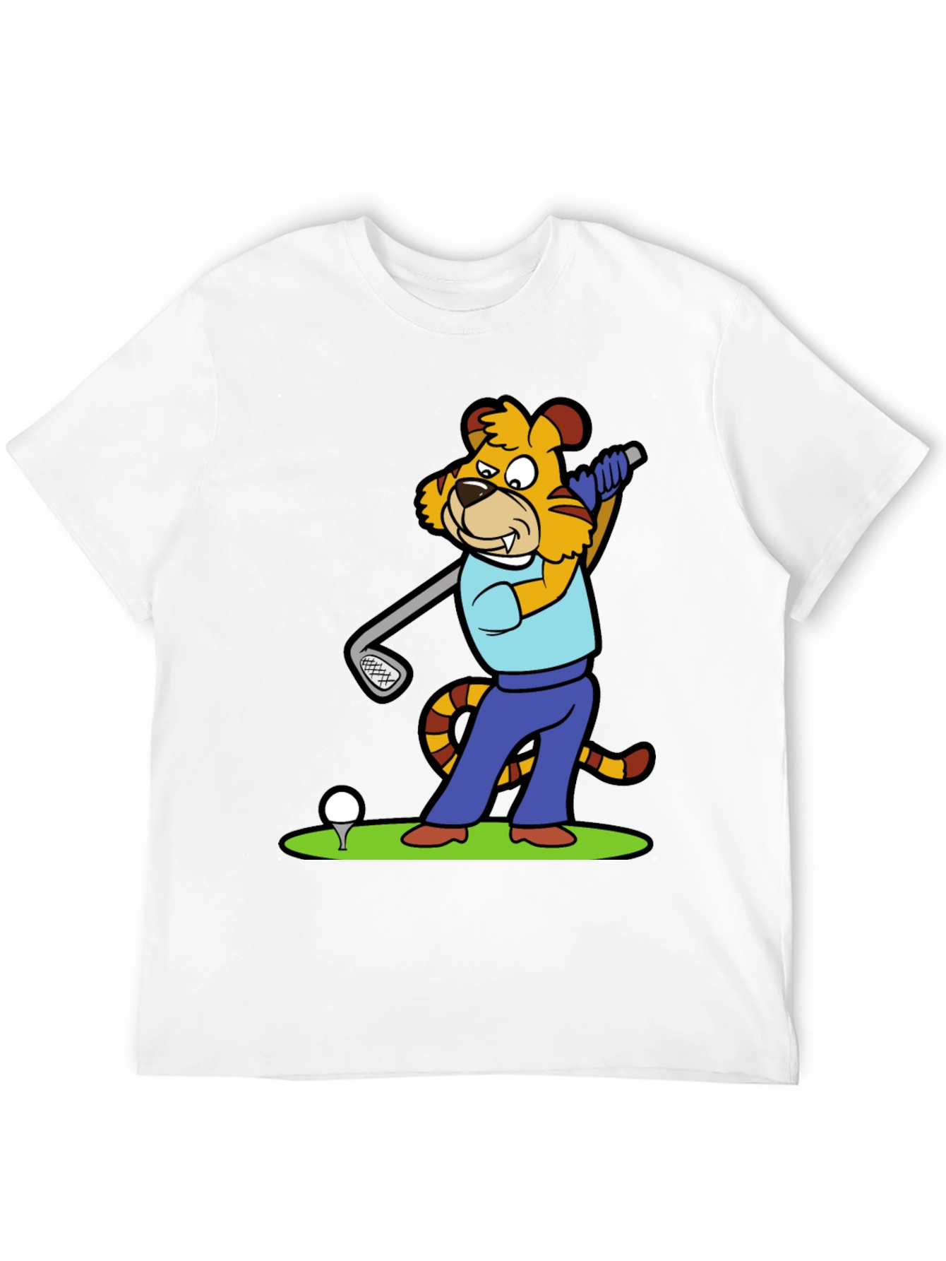 Tiger Golfer Graphic Tee - Unique Cartoon Design