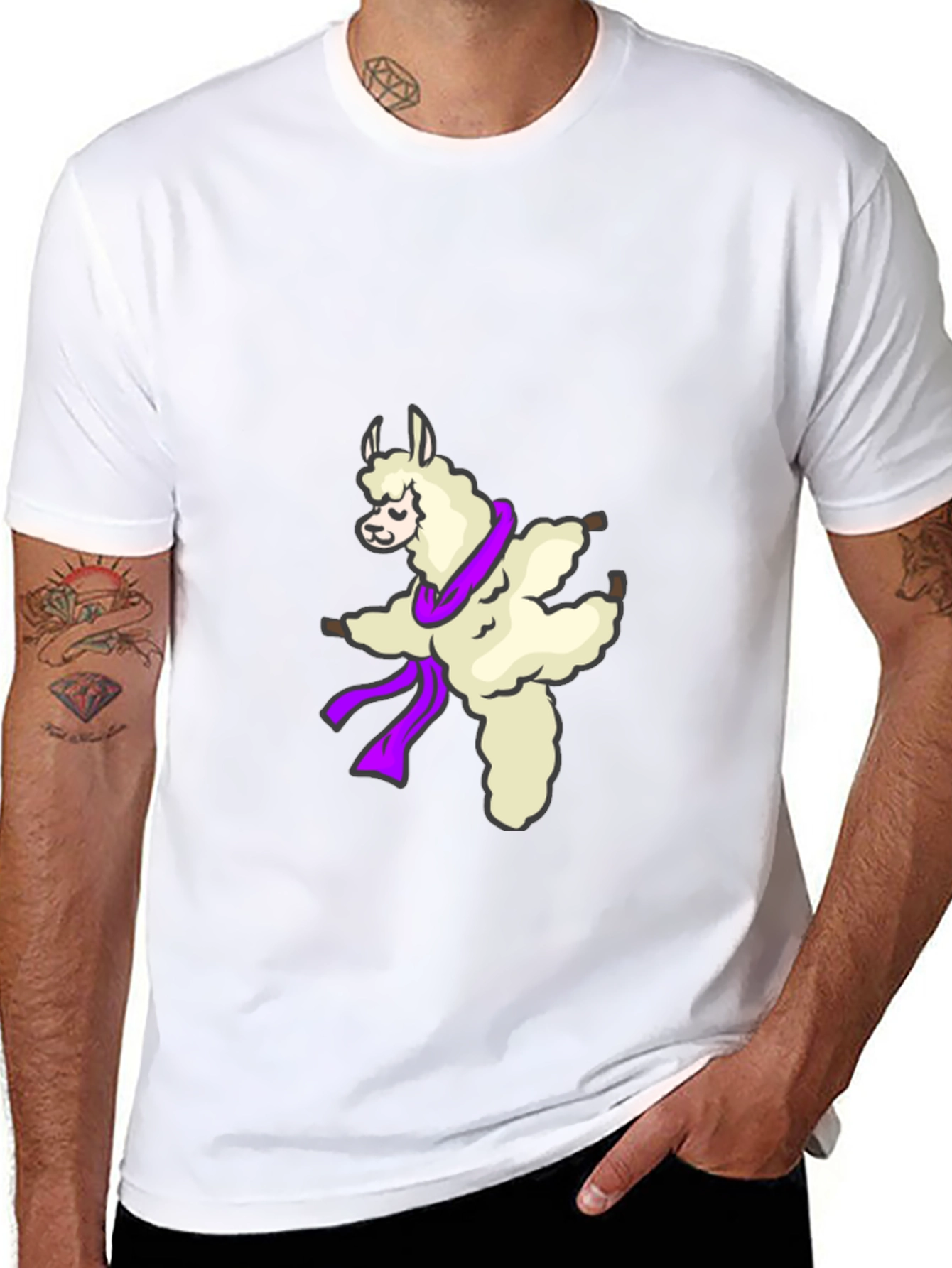 Dancing Llama Graphic Tee - Soft Black T-Shirt