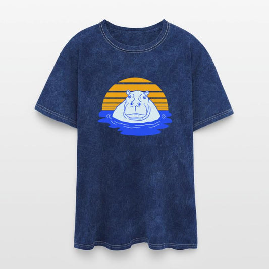 Hippo Swimming Water Sun Cute Happy Comic Cartoon