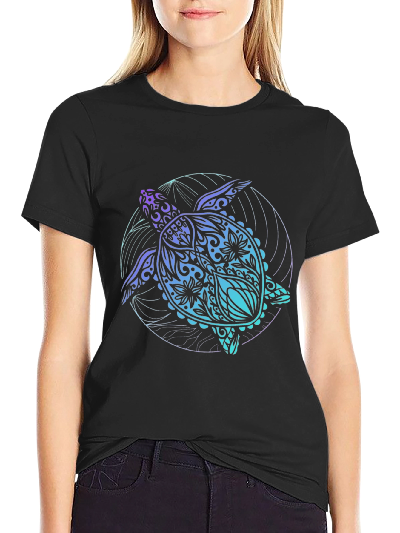 Turtle Graphic Black T-Shirt