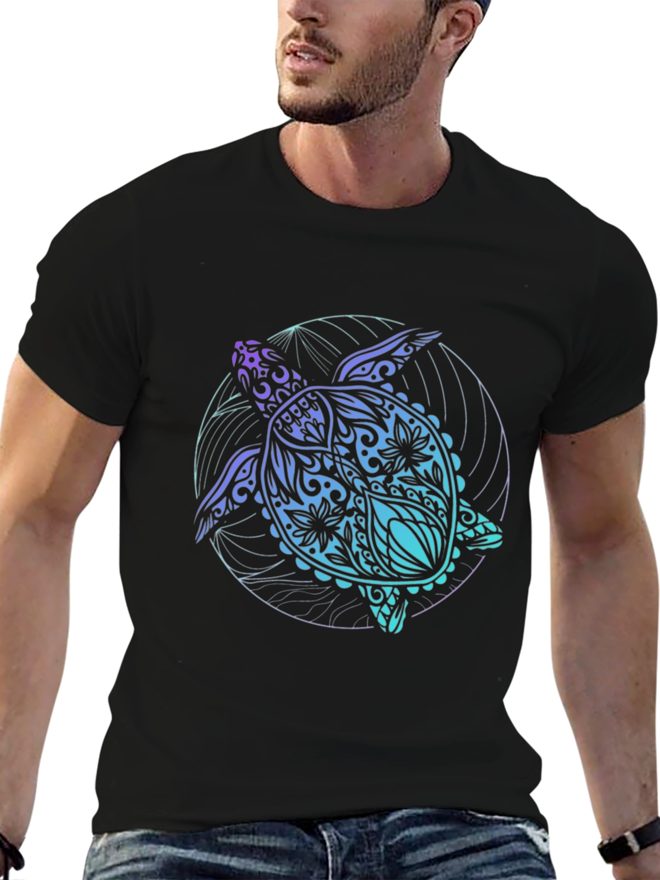 Turtle Graphic Black T-Shirt