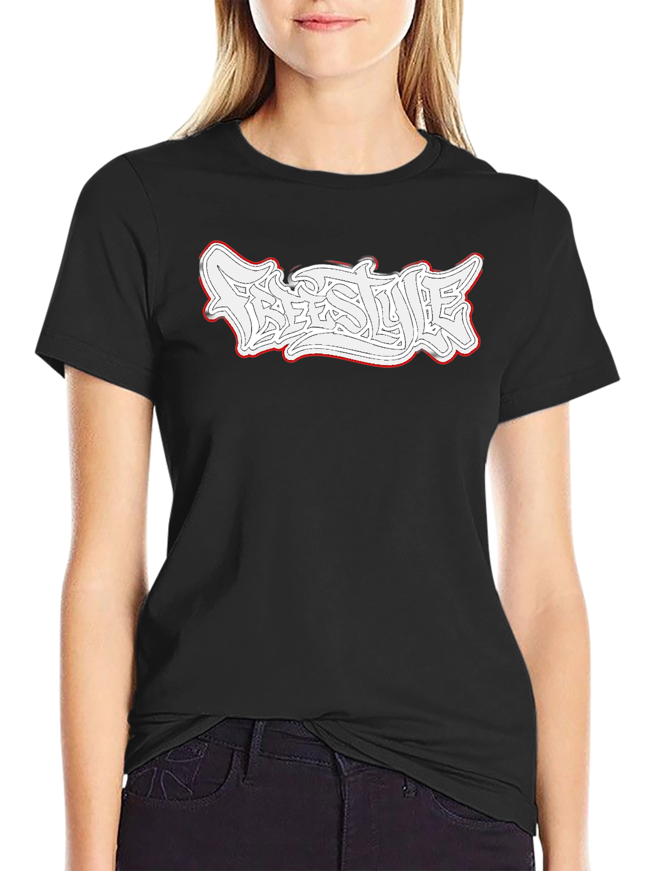 Freestyle Graphic Print Black T-Shirt