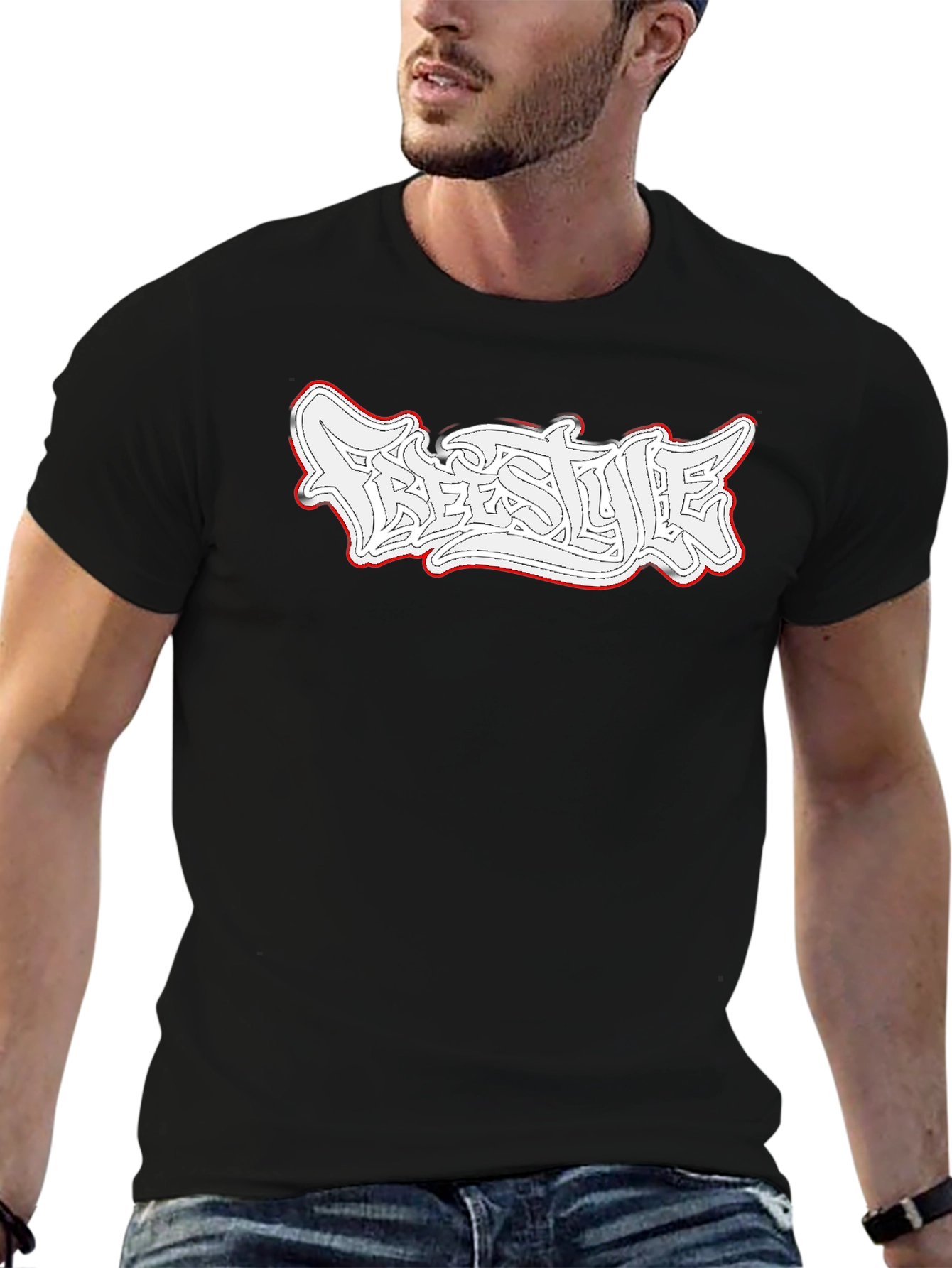Freestyle Graphic Print Black T-Shirt