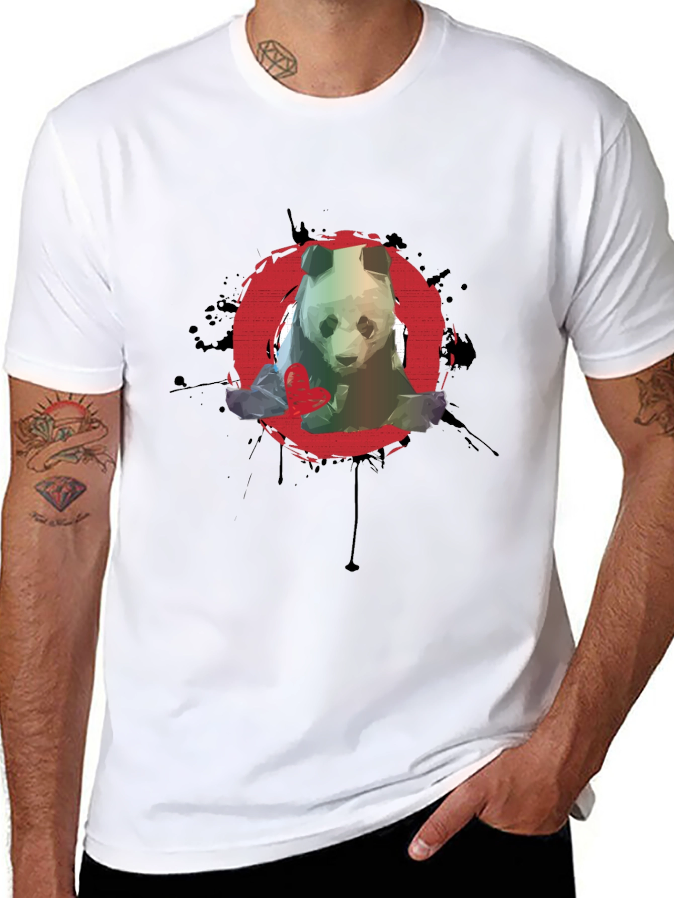 Panda Graphic T-Shirt - Red Circle Design