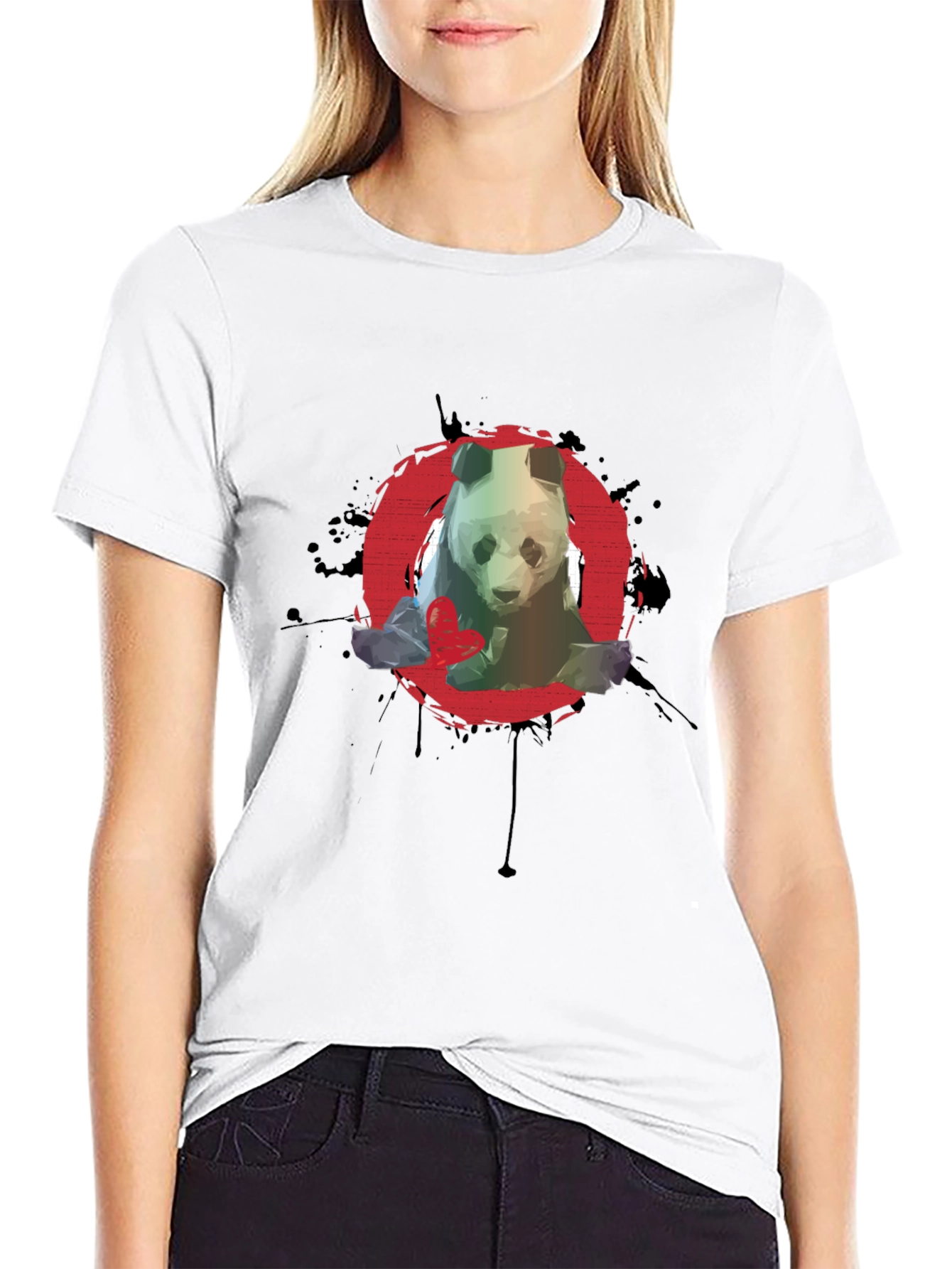 Panda Graphic T-Shirt - Red Circle Design