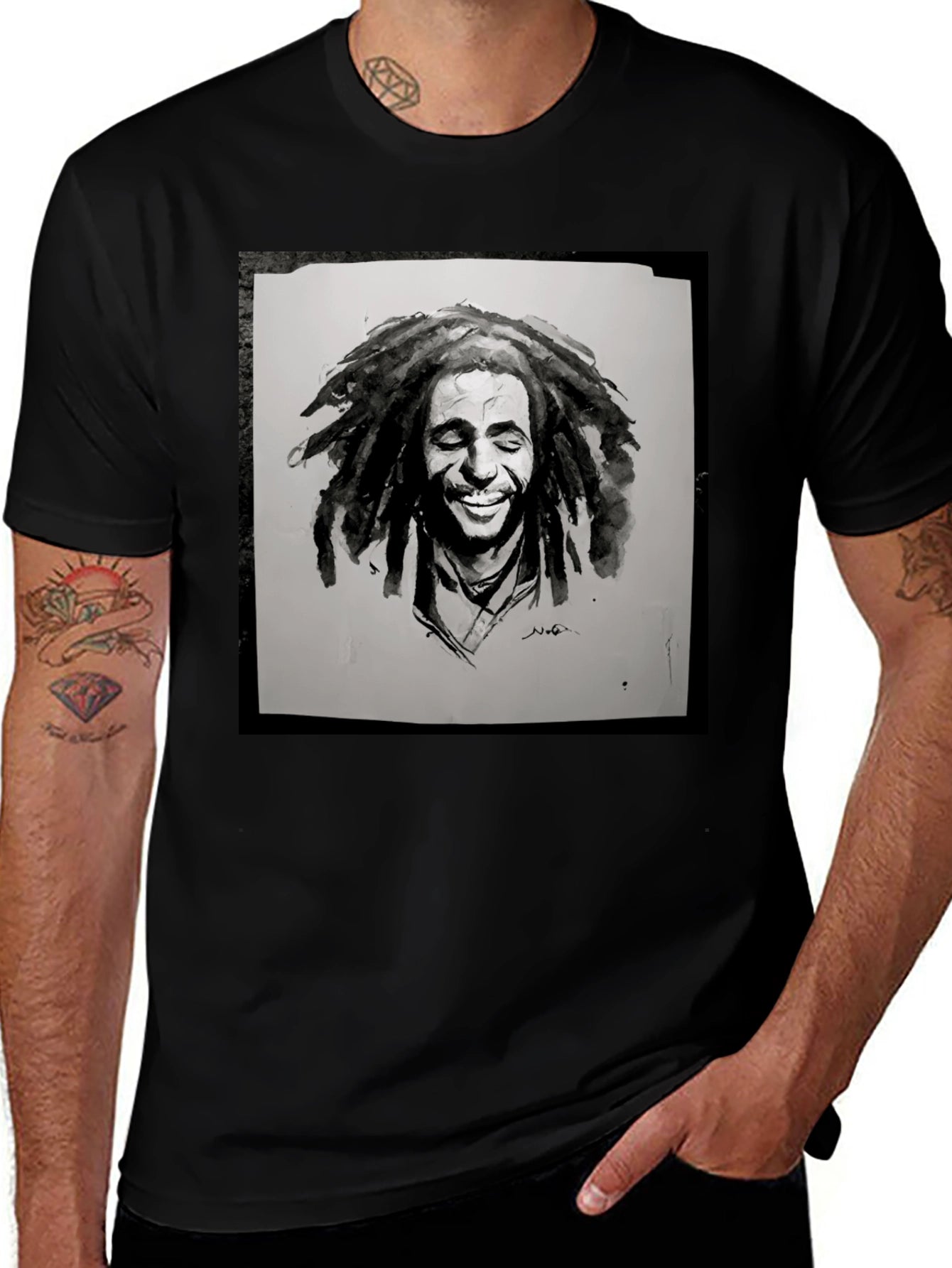 Bob Marley Inspired Graphic Tee - Black