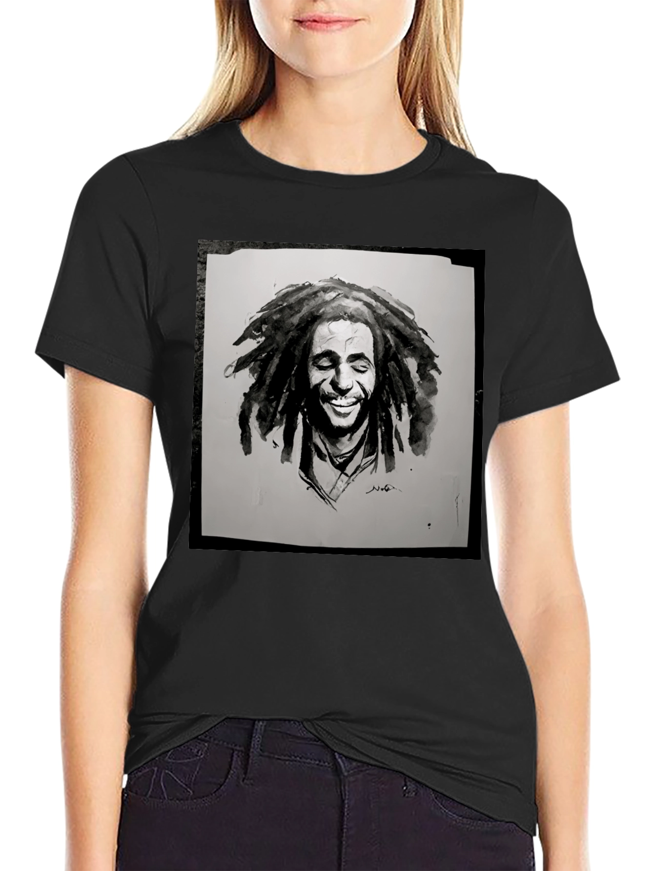 Bob Marley Inspired Graphic Tee - Black
