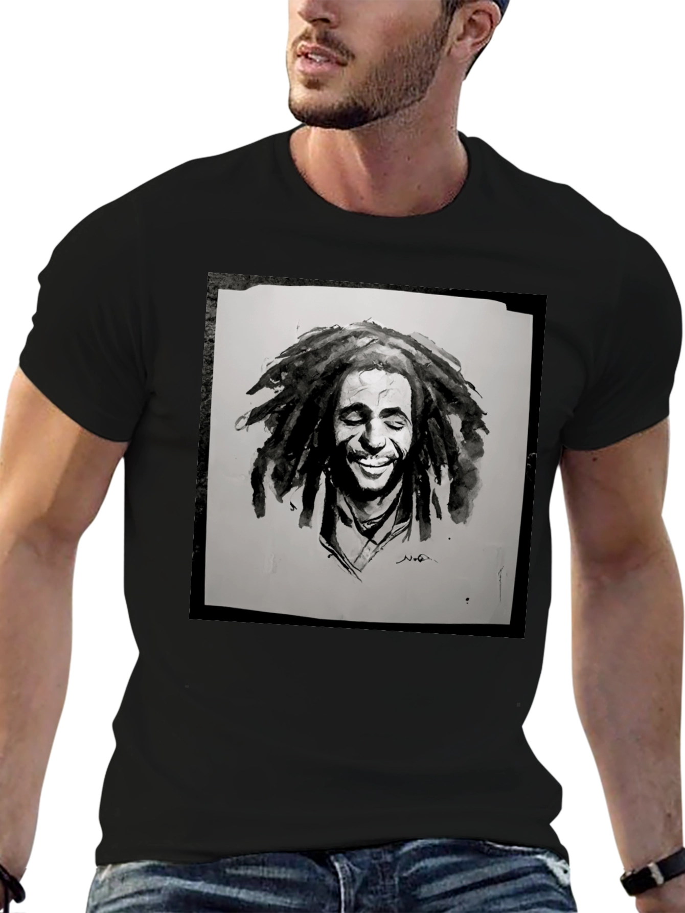 Bob Marley Inspired Graphic Tee - Black