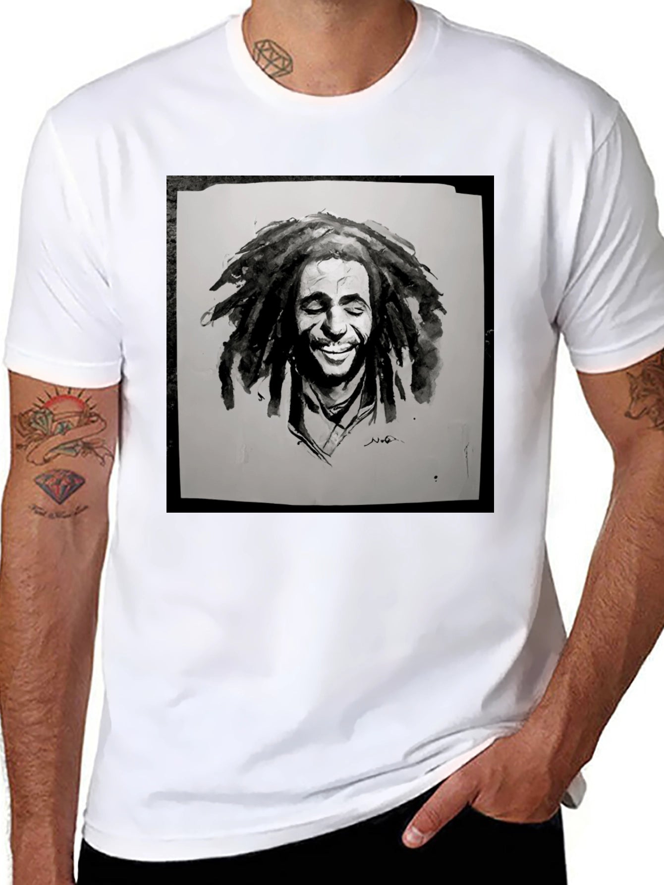 Bob Marley Inspired Graphic Tee - Black