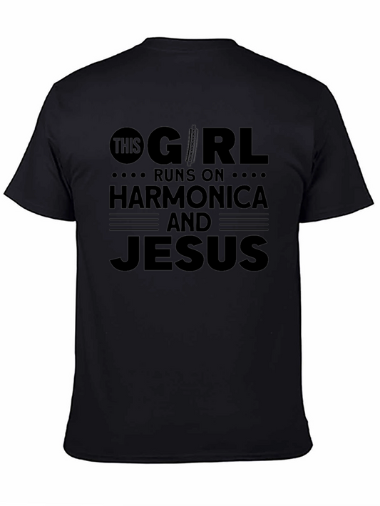 Harmonica & Jesus Graphic T-Shirt