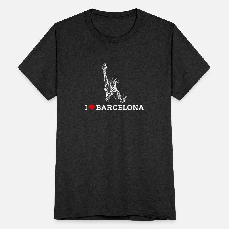 I Love Barcelona Statue Of Liberty Heart Flag Pun