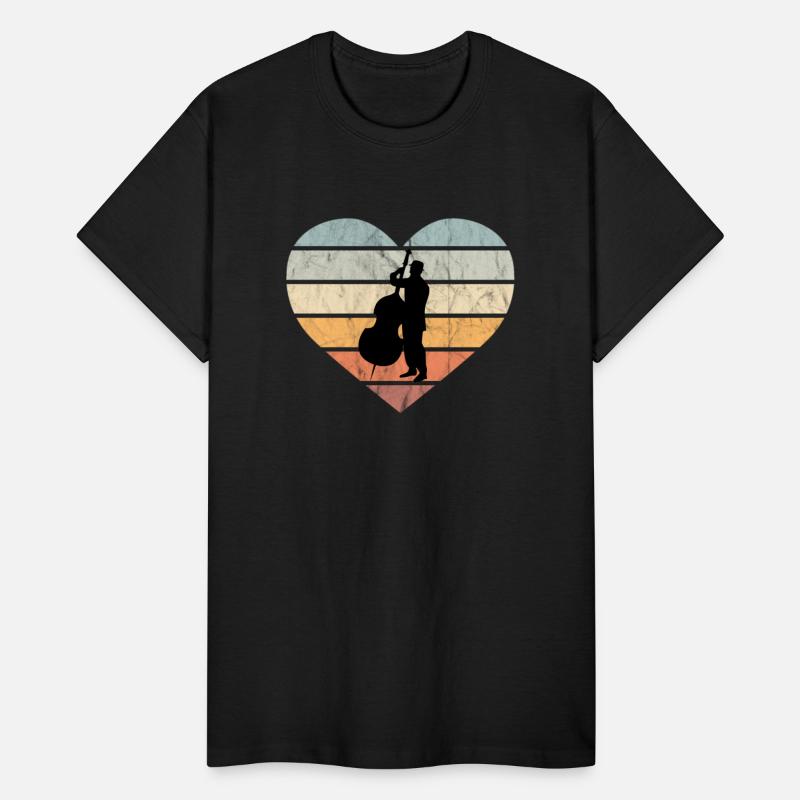 I Love Double Bass Retro Heart