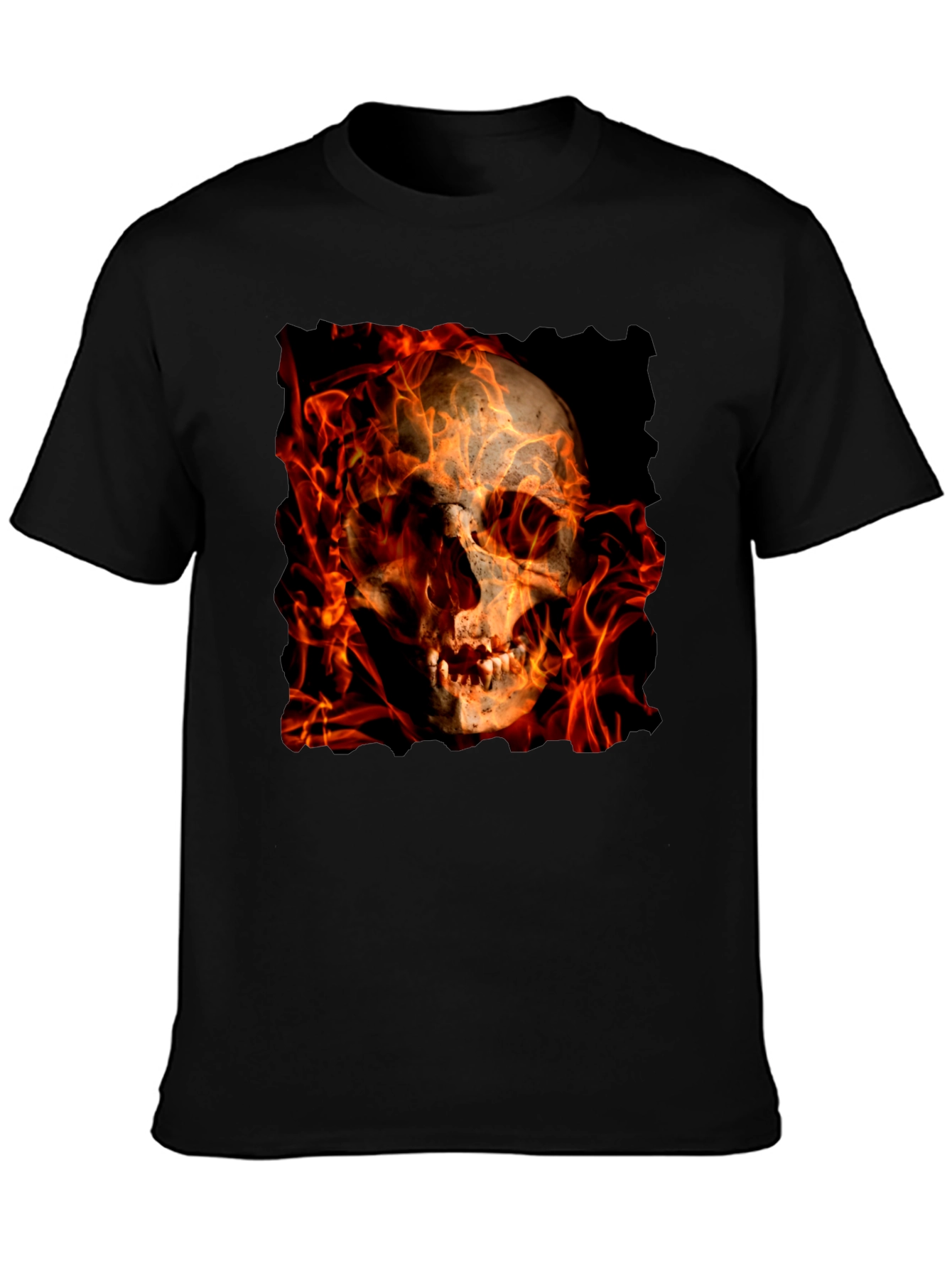 Fiery Skull Graphic Tee - Black T-Shirt