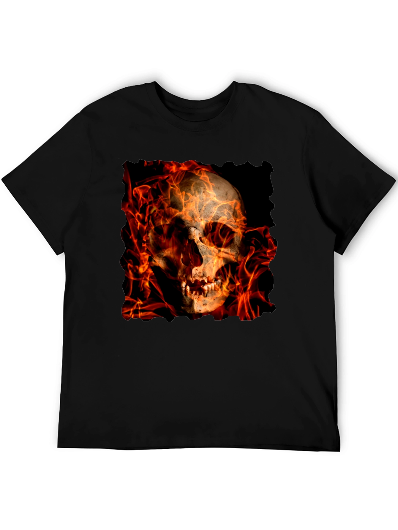 Fiery Skull Graphic Tee - Black T-Shirt