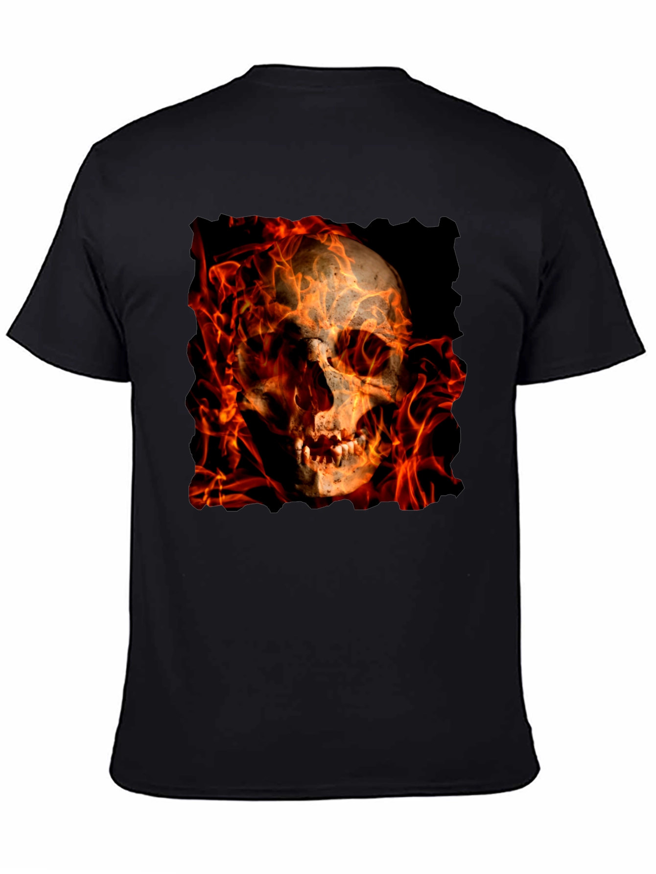 Fiery Skull Graphic Tee - Black T-Shirt