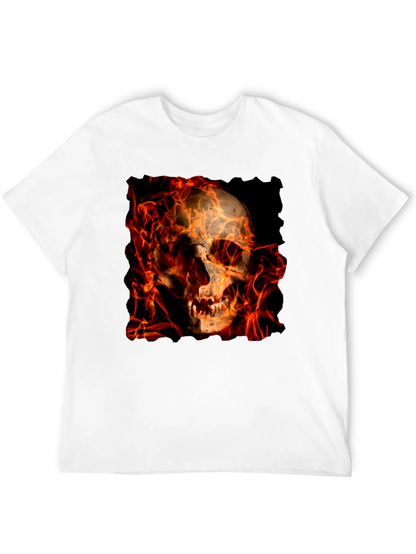 Fiery Skull Graphic Tee - Black T-Shirt