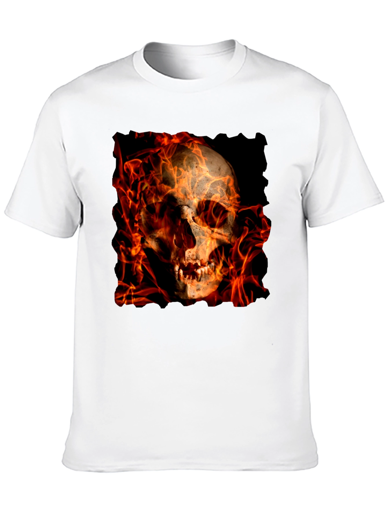 Fiery Skull Graphic Tee - Black T-Shirt