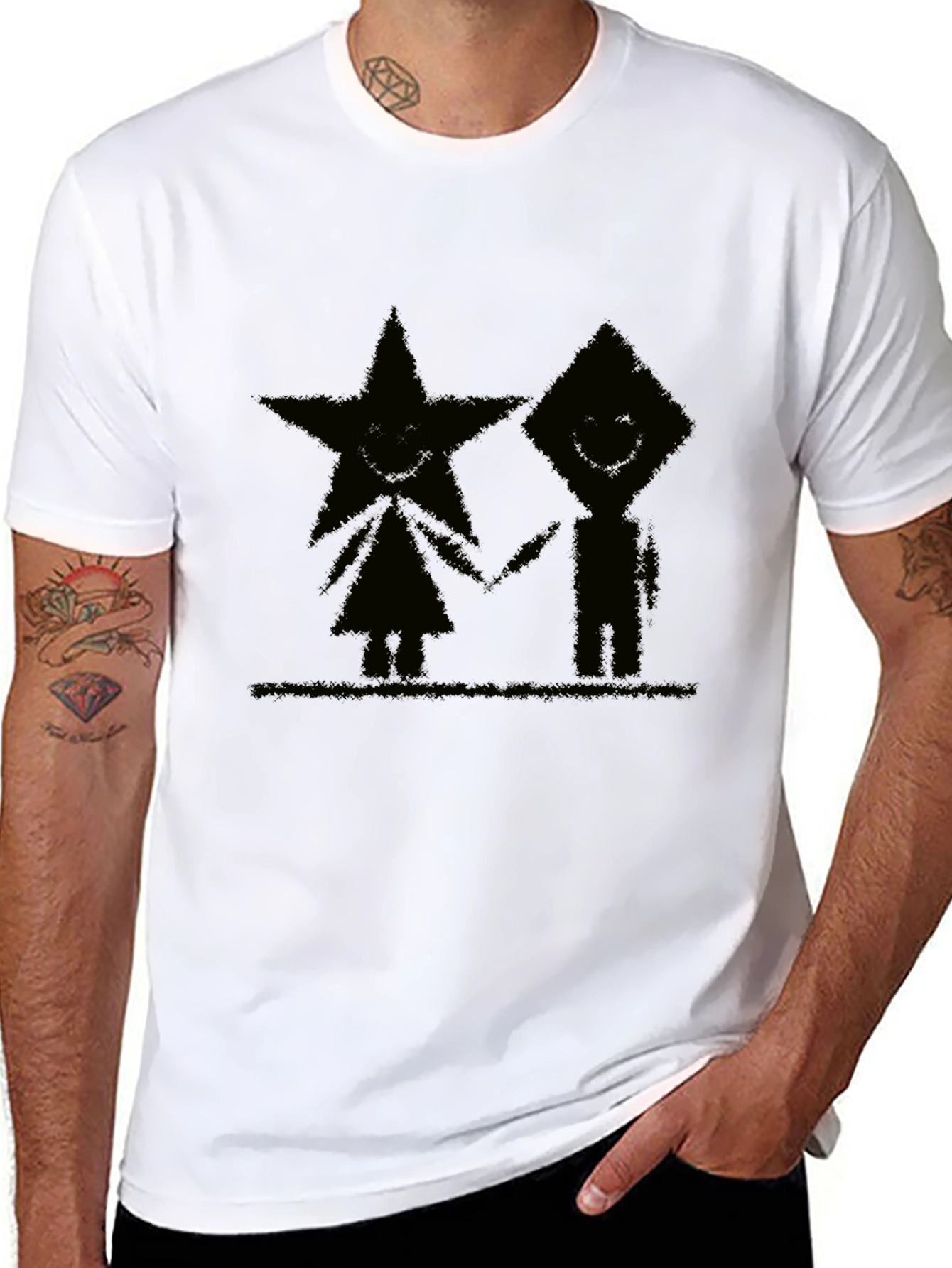 Dark Star and Diamond Graphic Black T-Shirt