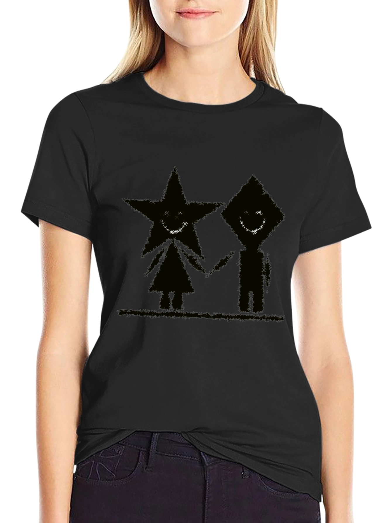 Dark Star and Diamond Graphic Black T-Shirt