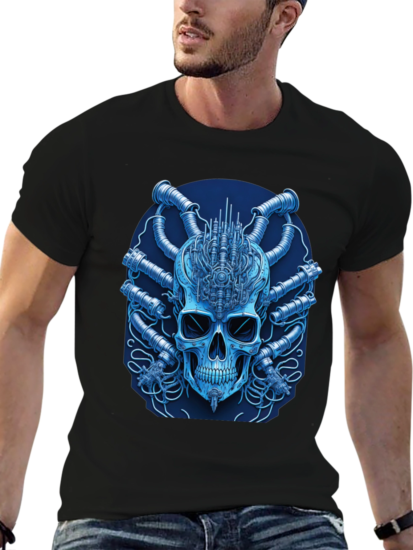 Cyberpunk Skull T-Shirt - Unique Graphic Tee