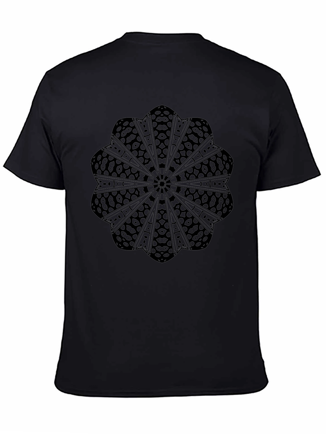Black Graphic Tee: Mandala Style Design