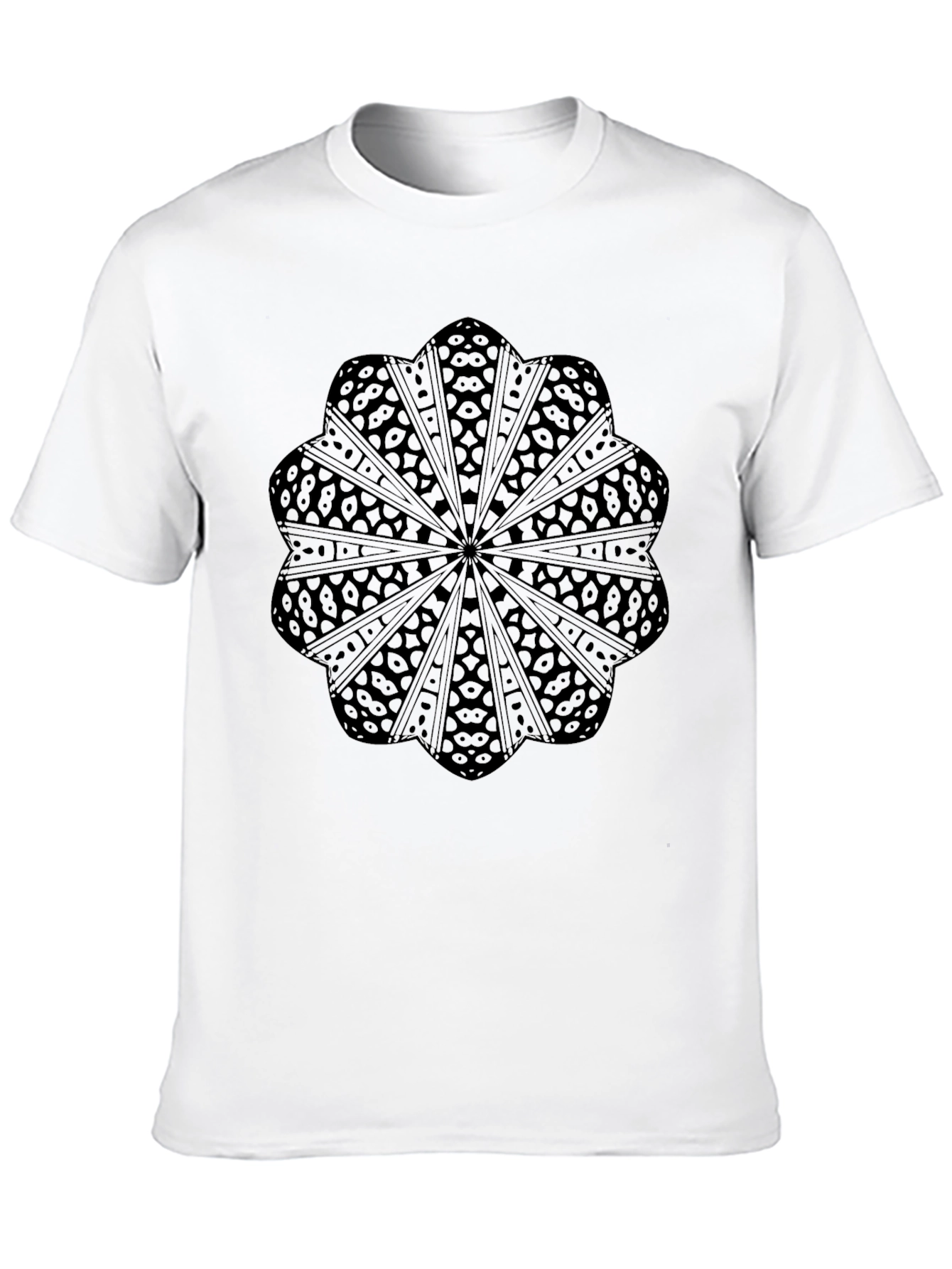 Black Graphic Tee: Mandala Style Design