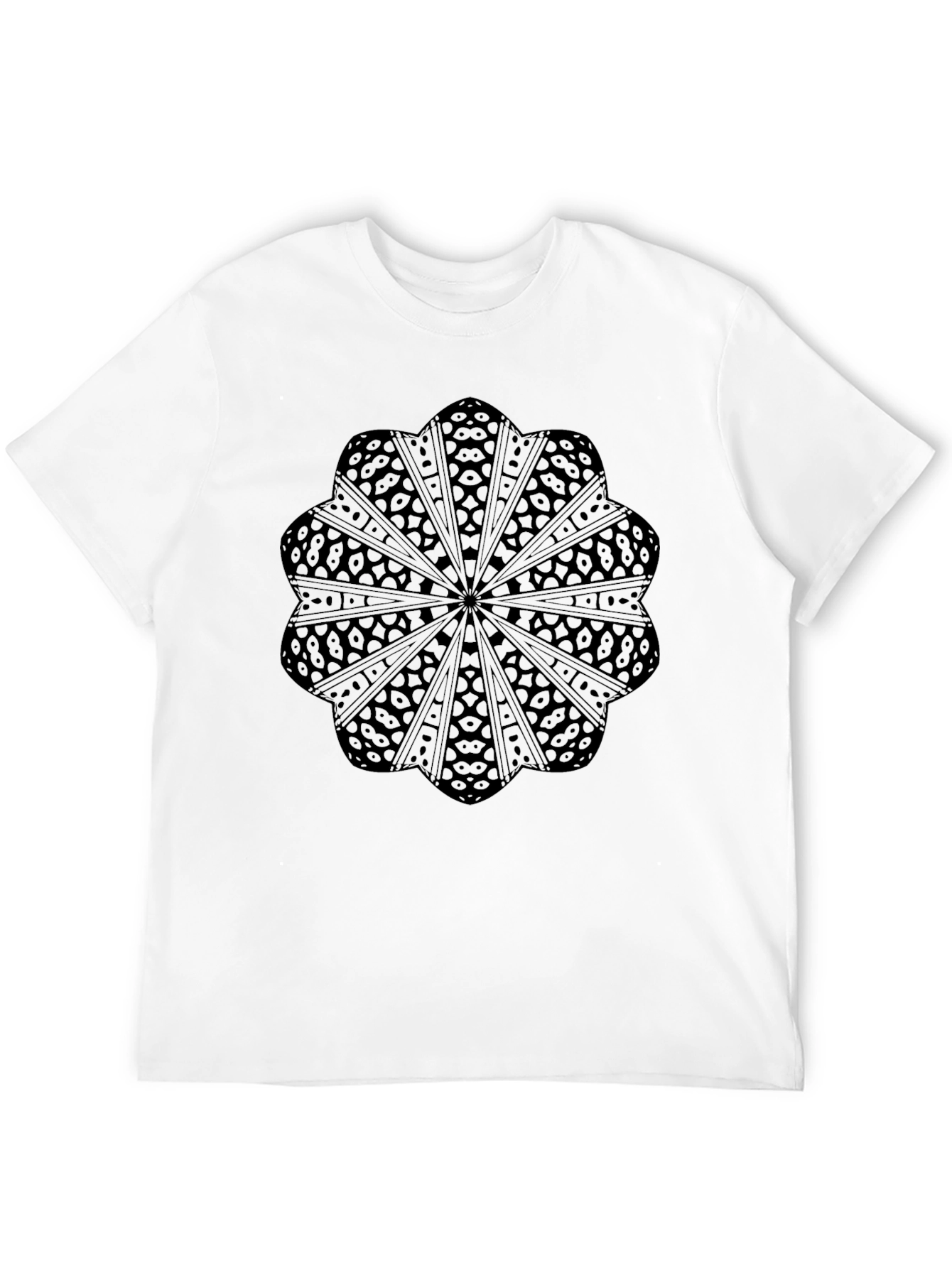 Black Graphic Tee: Mandala Style Design