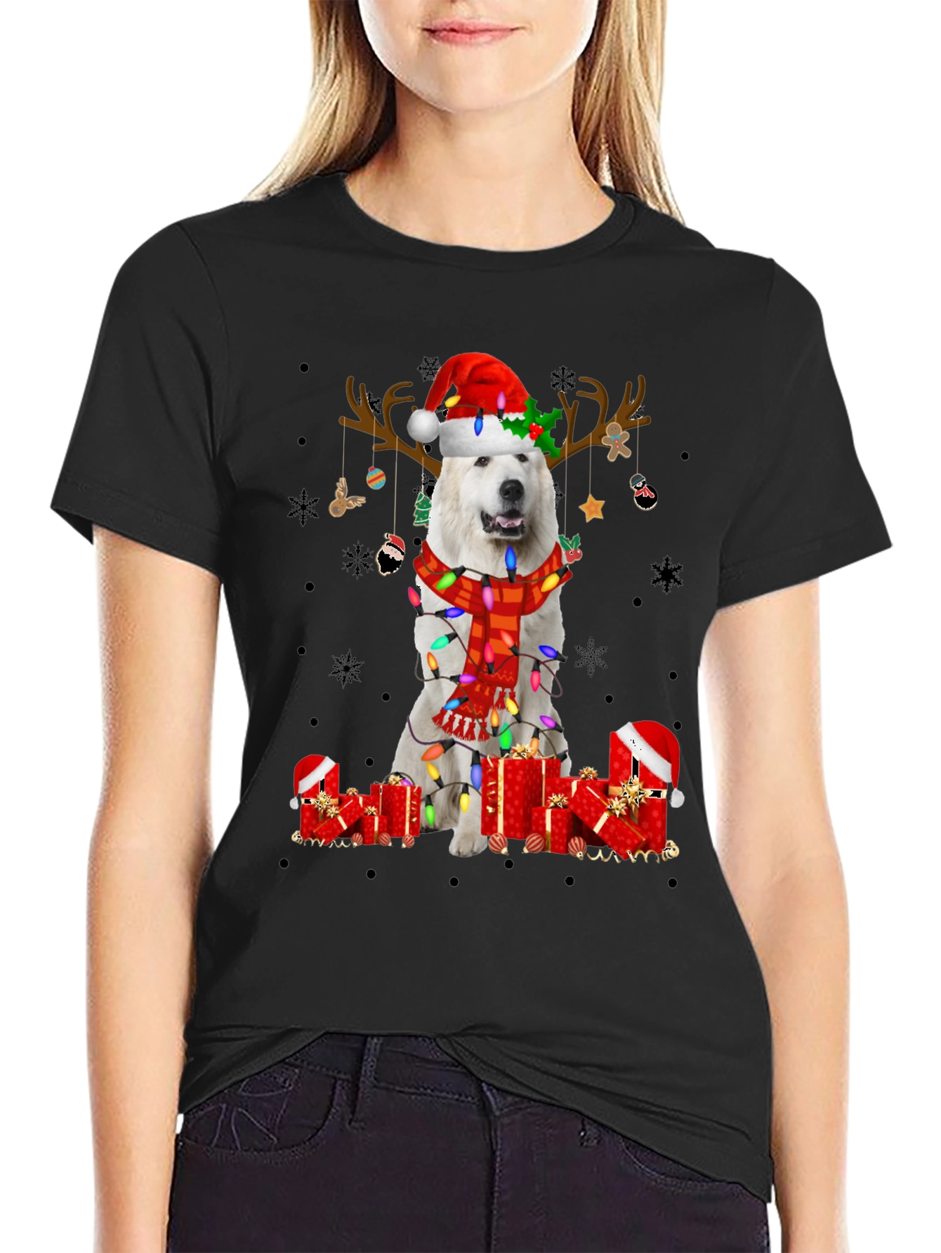 Christmas Dog T-Shirt Santa Hat Reindeer Tee