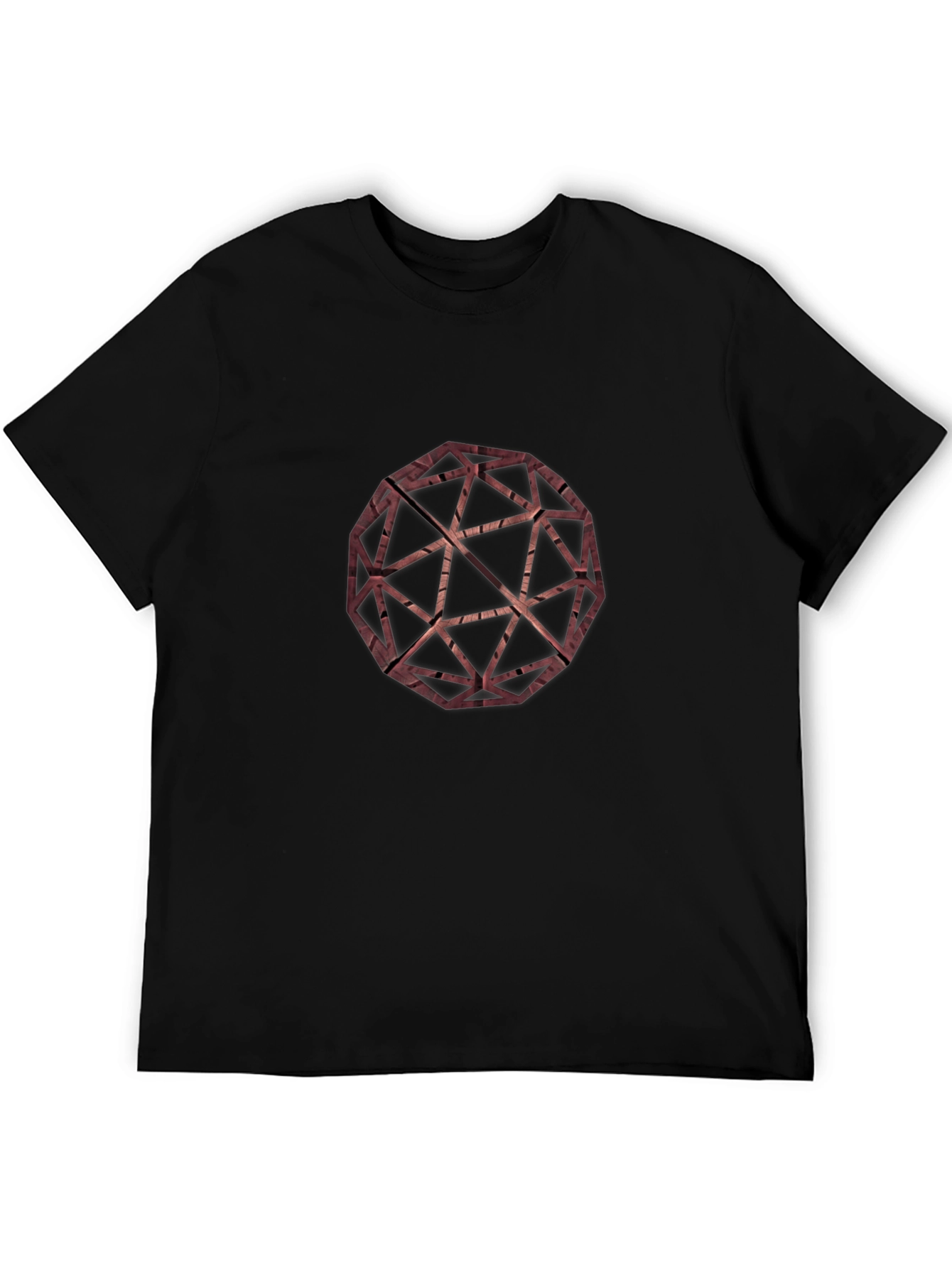 Geometric Wooden Sphere Graphic Tee - Modern Style