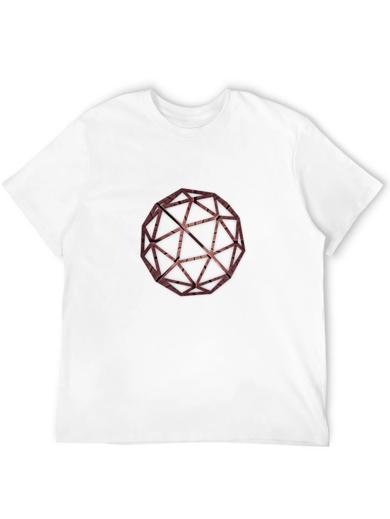 Geometric Wooden Sphere Graphic Tee - Modern Style