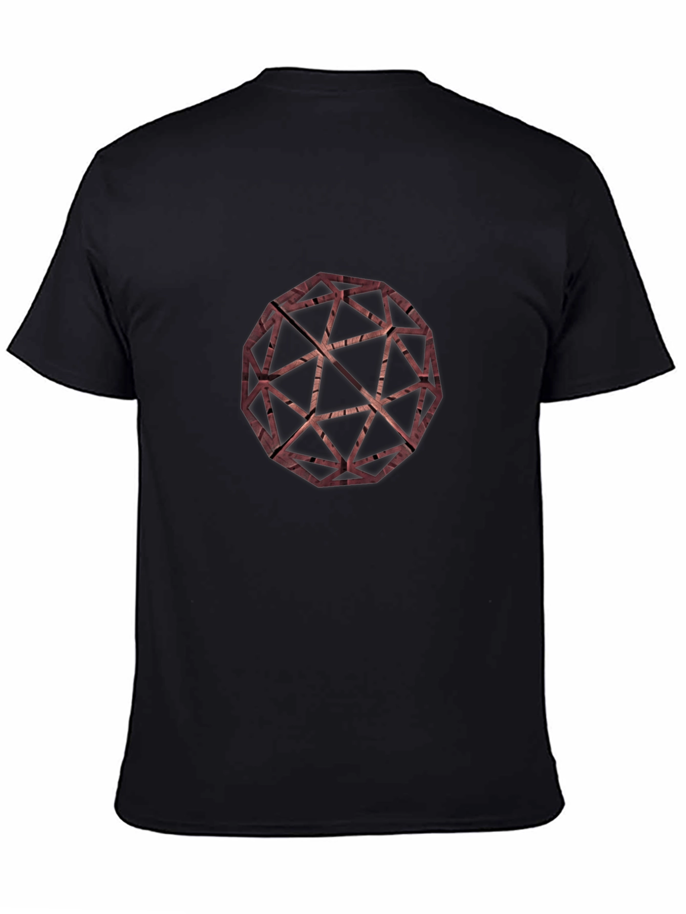 Geometric Wooden Sphere Graphic Tee - Modern Style