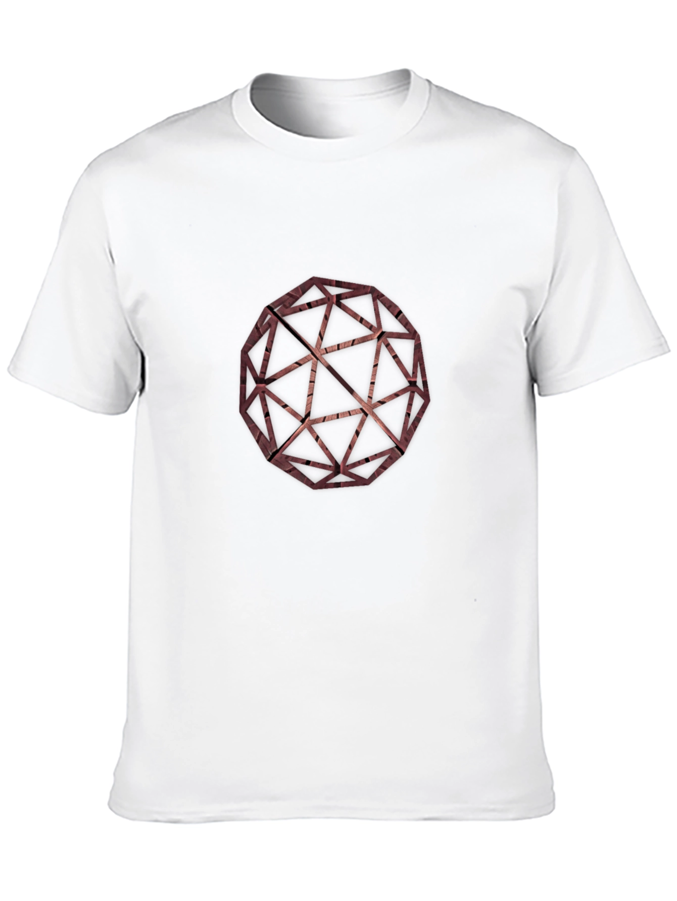 Geometric Wooden Sphere Graphic Tee - Modern Style