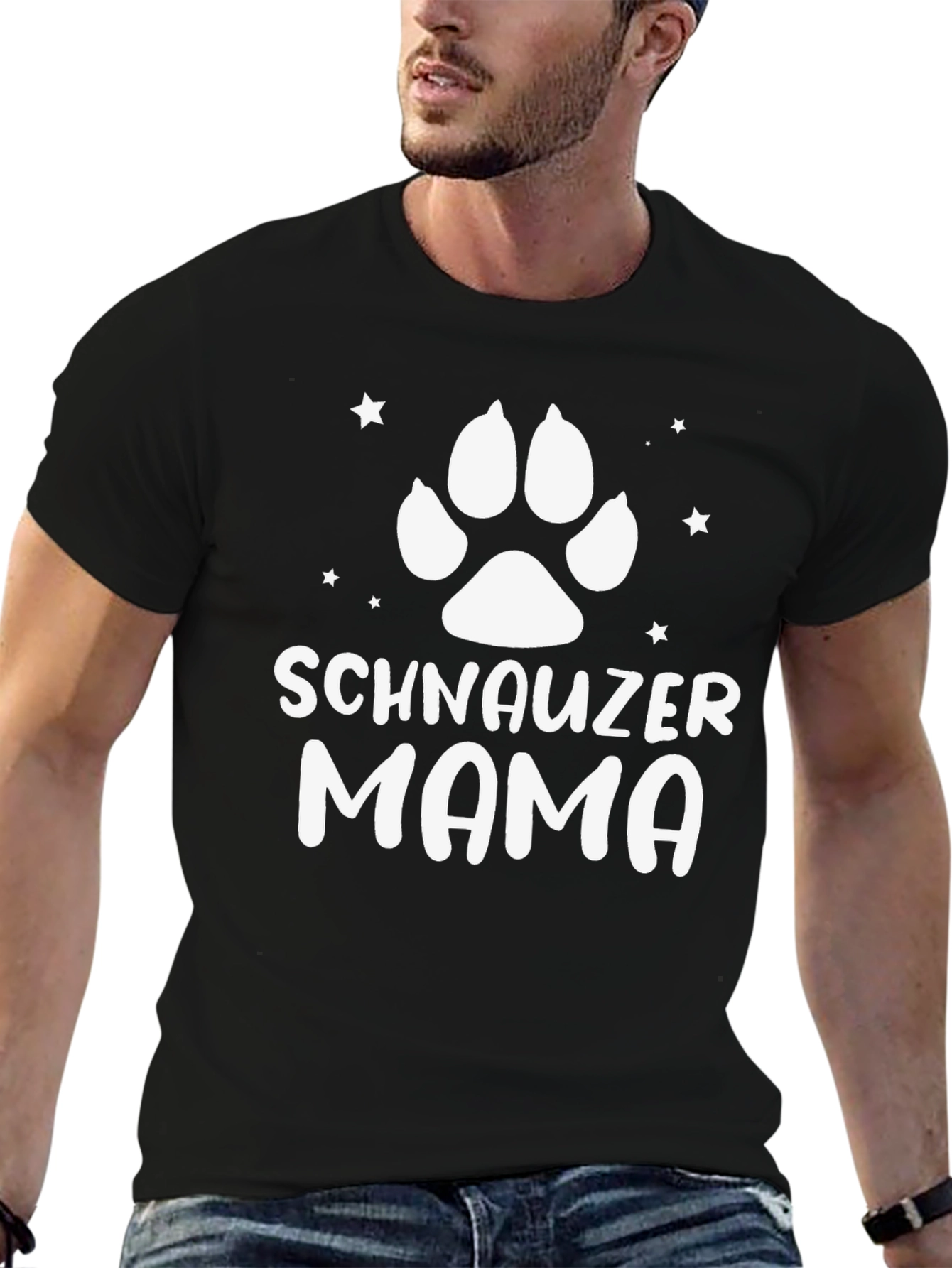 Schnauzer Mama T-Shirt - Dog Paw Print Graphic Tee