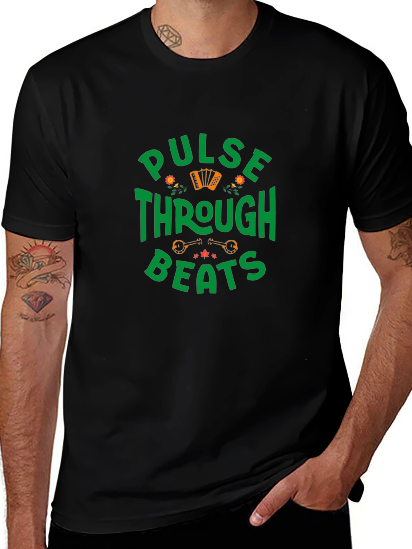 Pulse Through Beats Graphic T-Shirt - Black