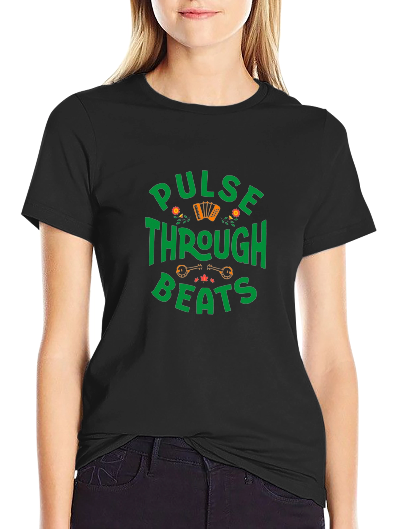Pulse Through Beats Graphic T-Shirt - Black