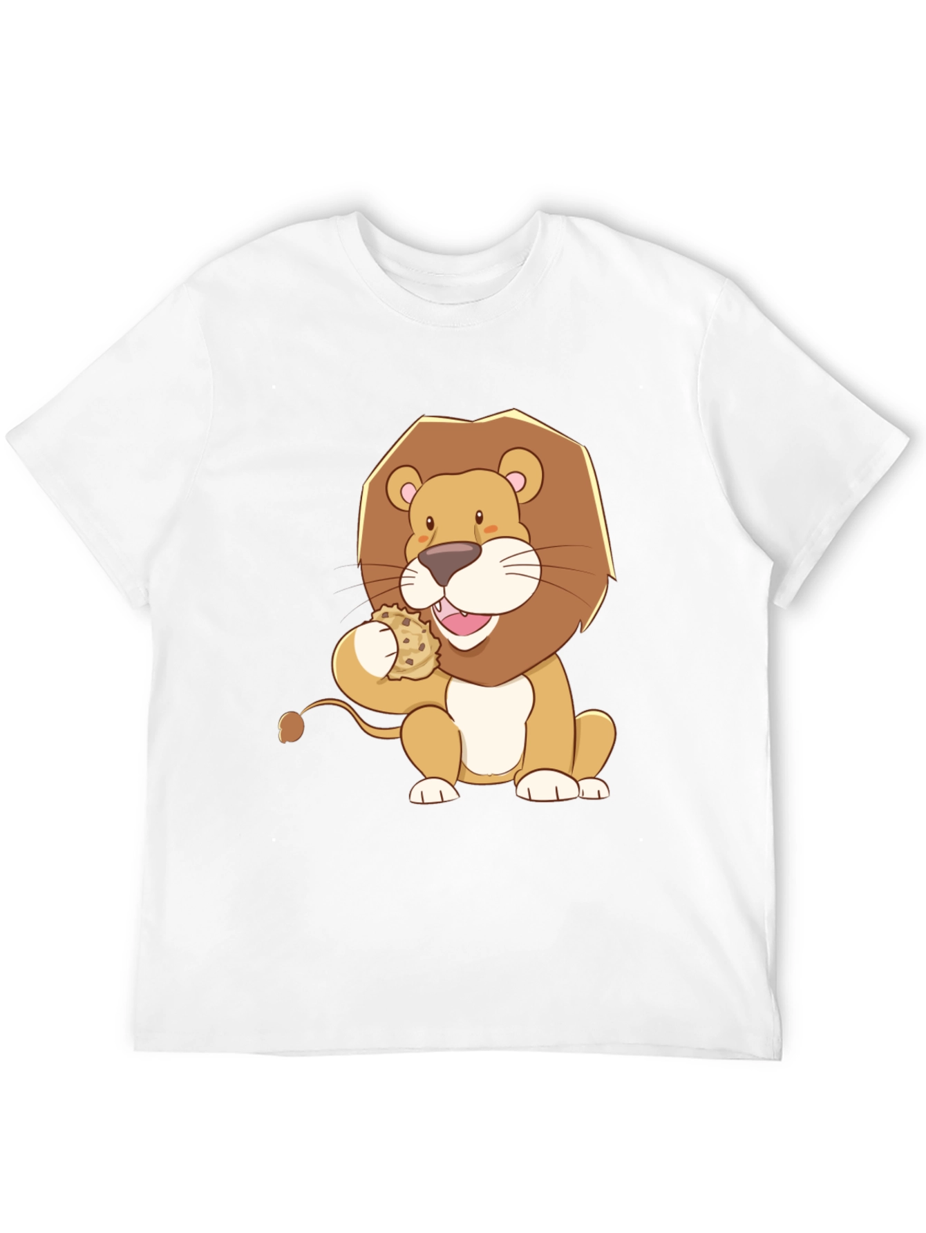 Lion Eating Cookie Graphic Tee - Black Cotton Shirt