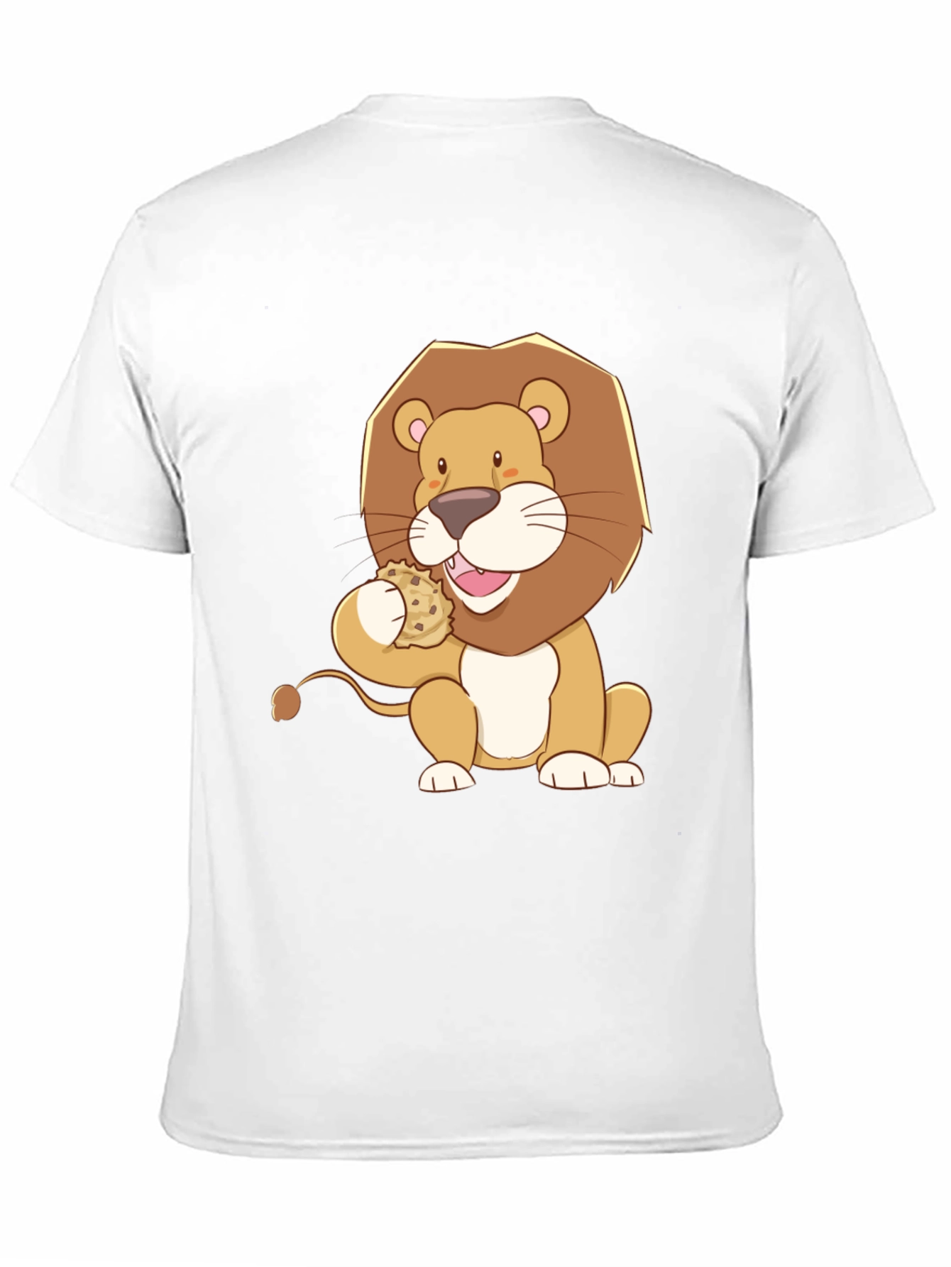 Lion Eating Cookie Graphic Tee - Black Cotton Shirt