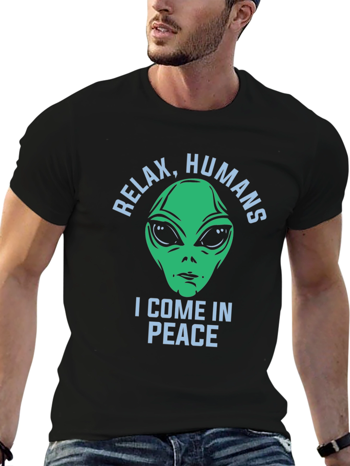 Relax Humans Alien Graphic T-Shirt