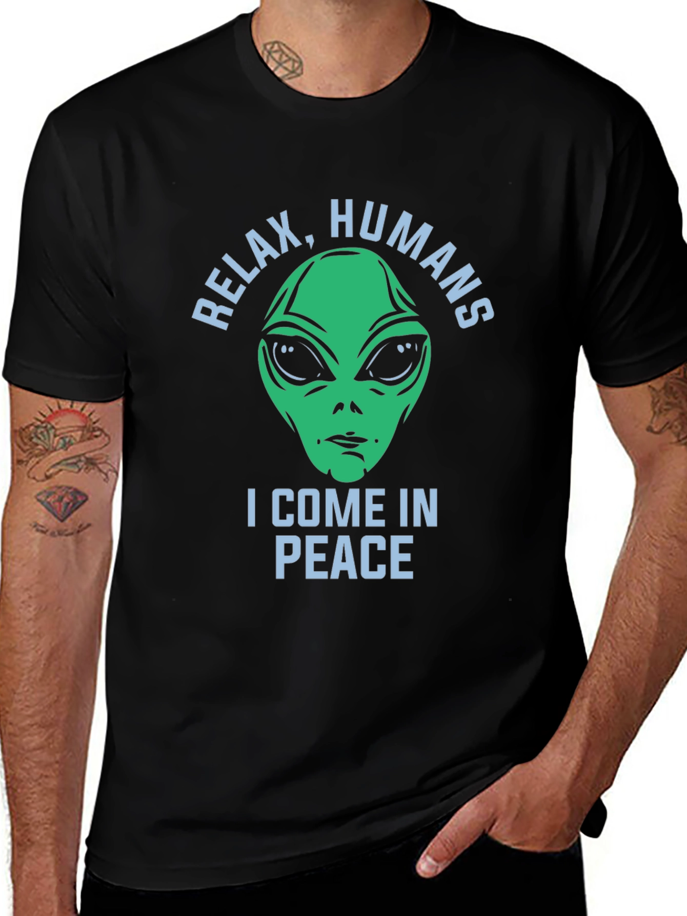 Relax Humans Alien Graphic T-Shirt