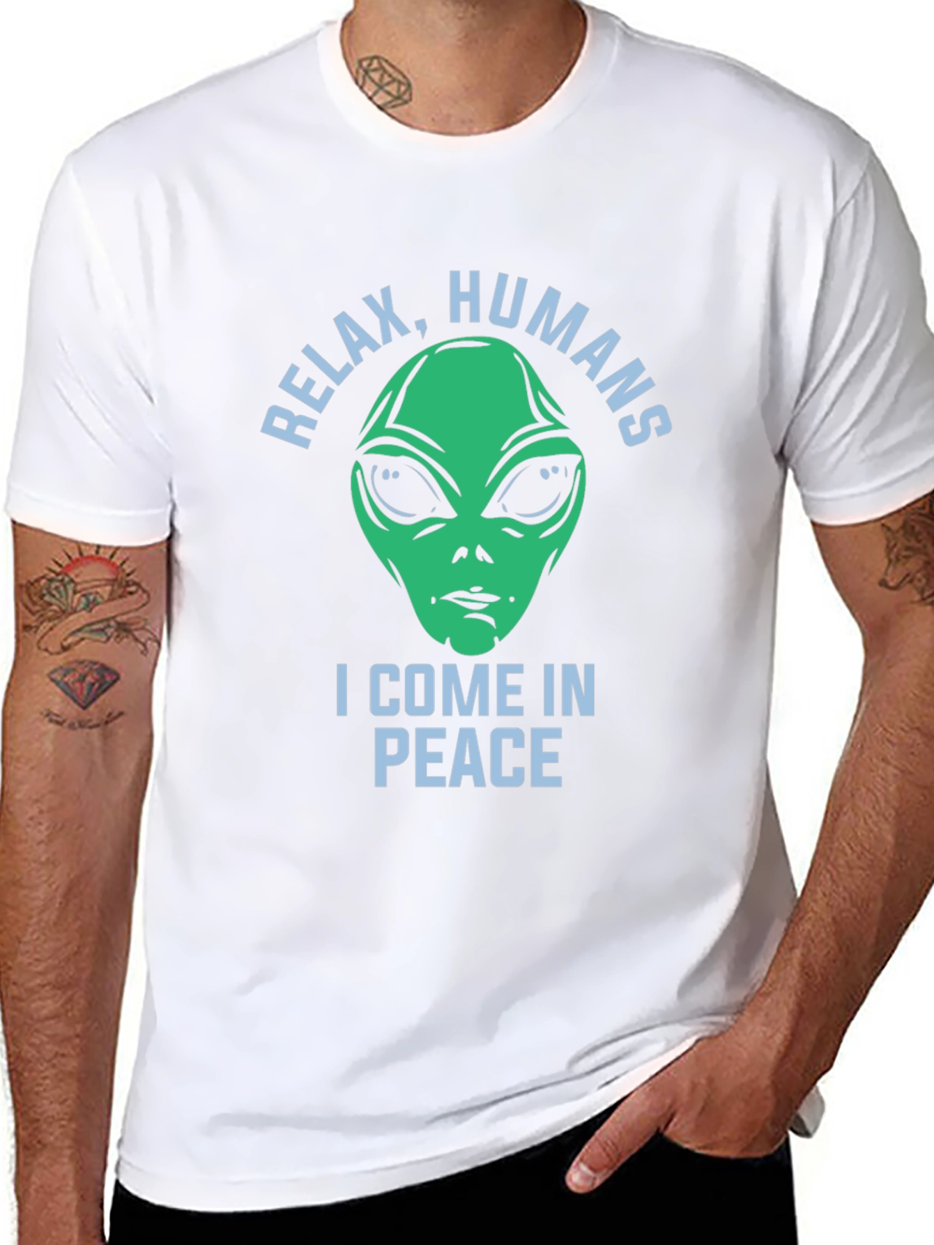 Relax Humans Alien Graphic T-Shirt