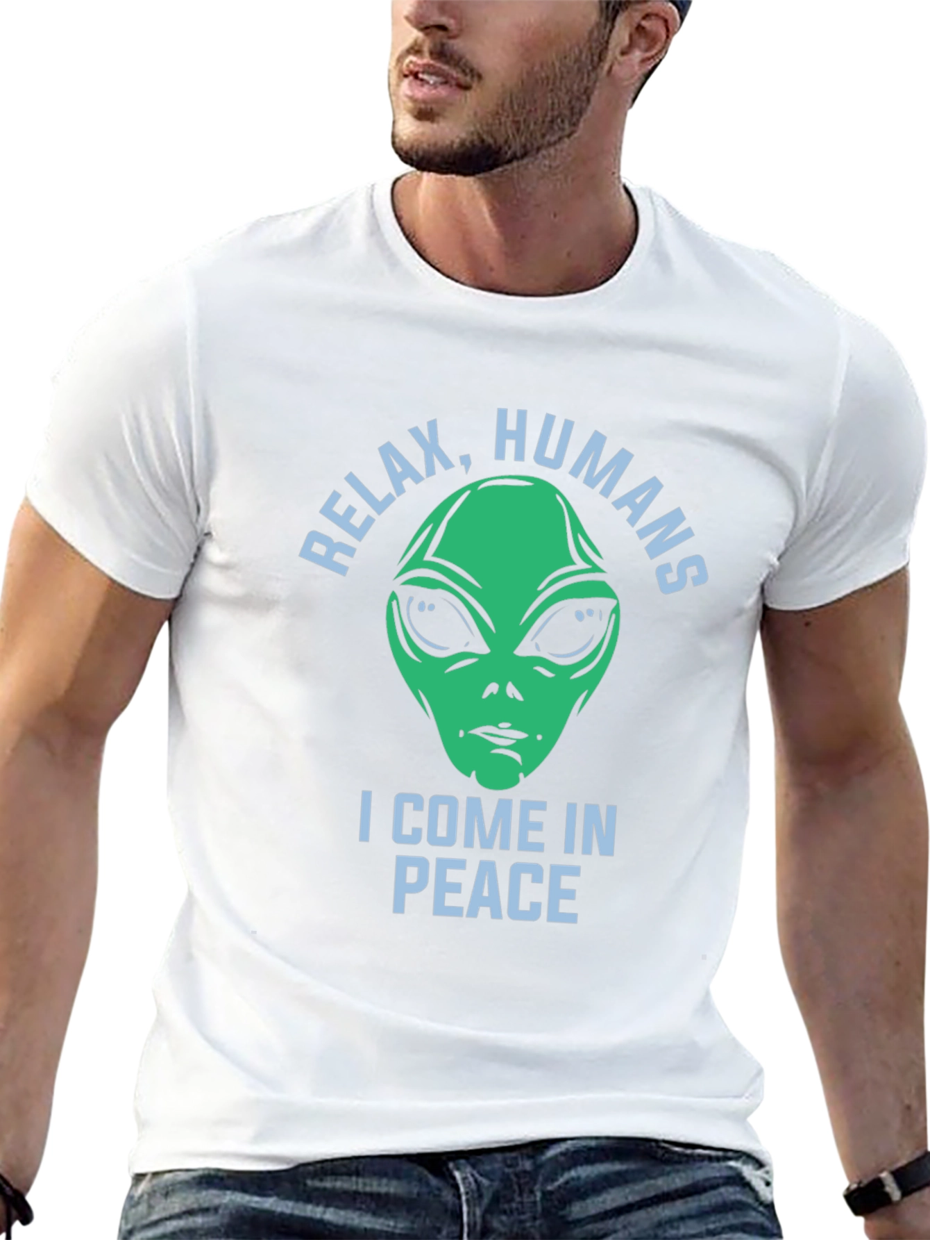 Relax Humans Alien Graphic T-Shirt