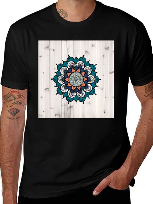 Mandala Graphic Tee: Unisex Black Cotton T-Shirt