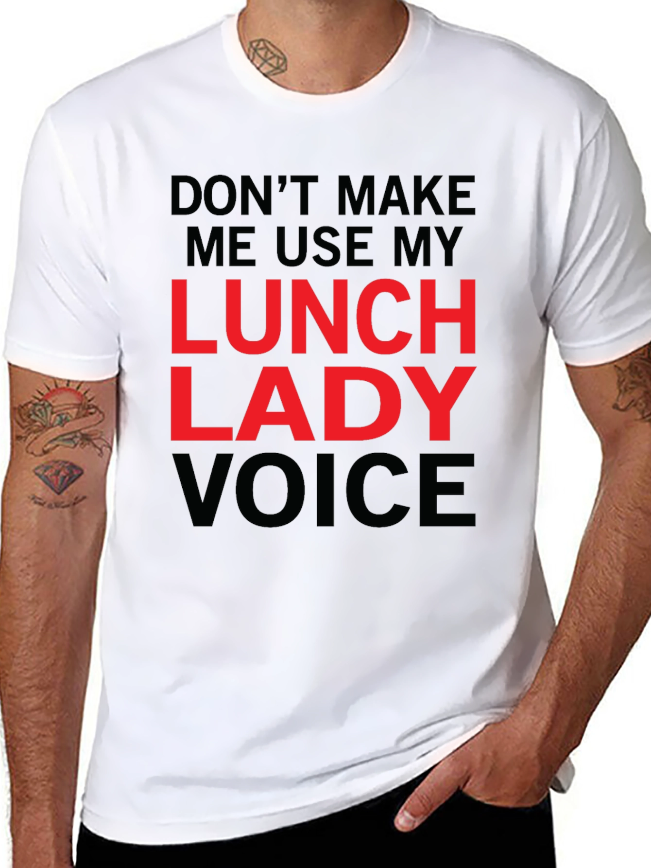 Lunch Lady Voice Graphic Tee - Funny Novelty Shirt