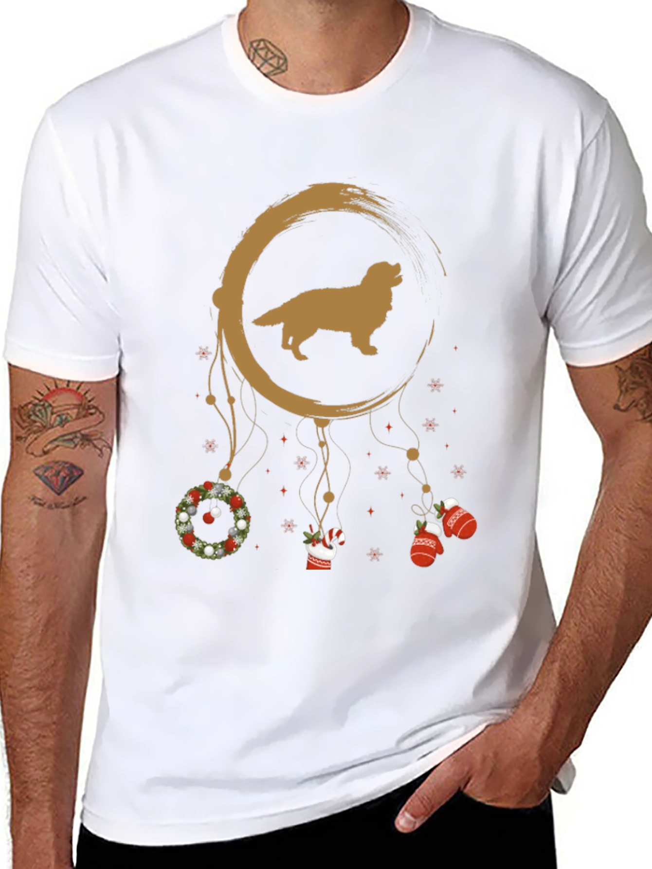 Festive Golden Retriever Dreamcatcher T-Shirt