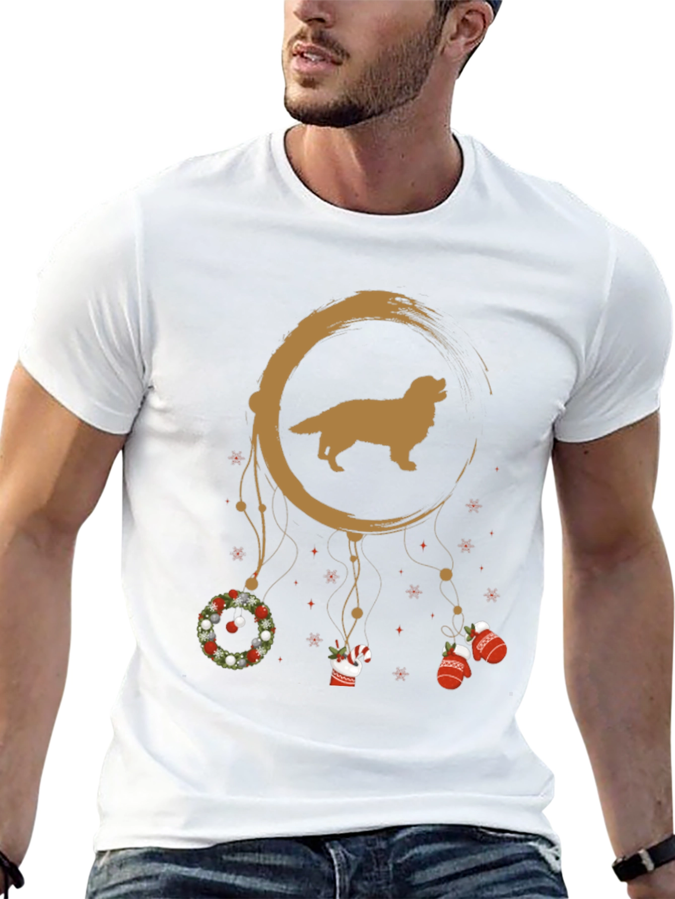Festive Golden Retriever Dreamcatcher T-Shirt