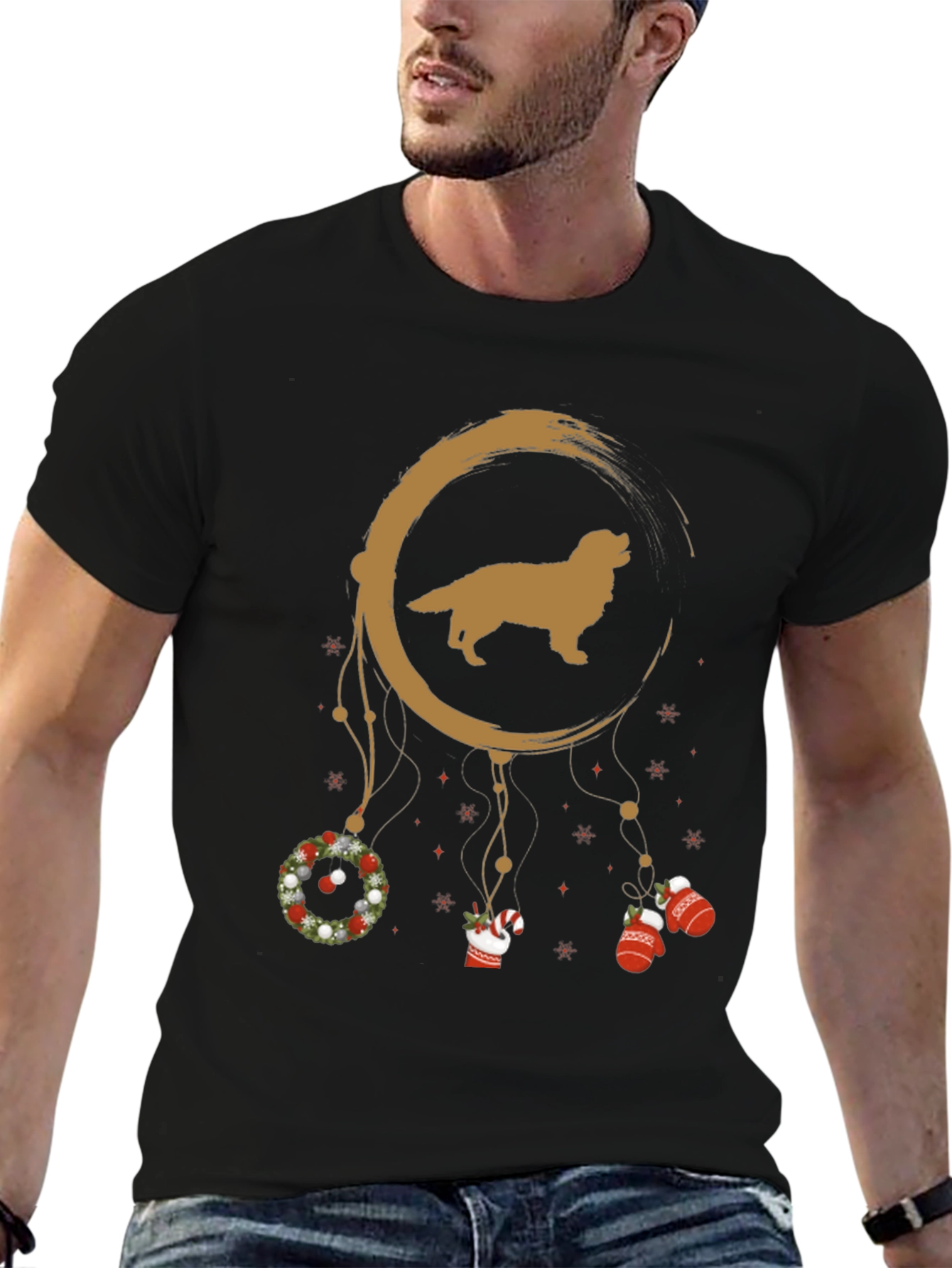 Festive Golden Retriever Dreamcatcher T-Shirt