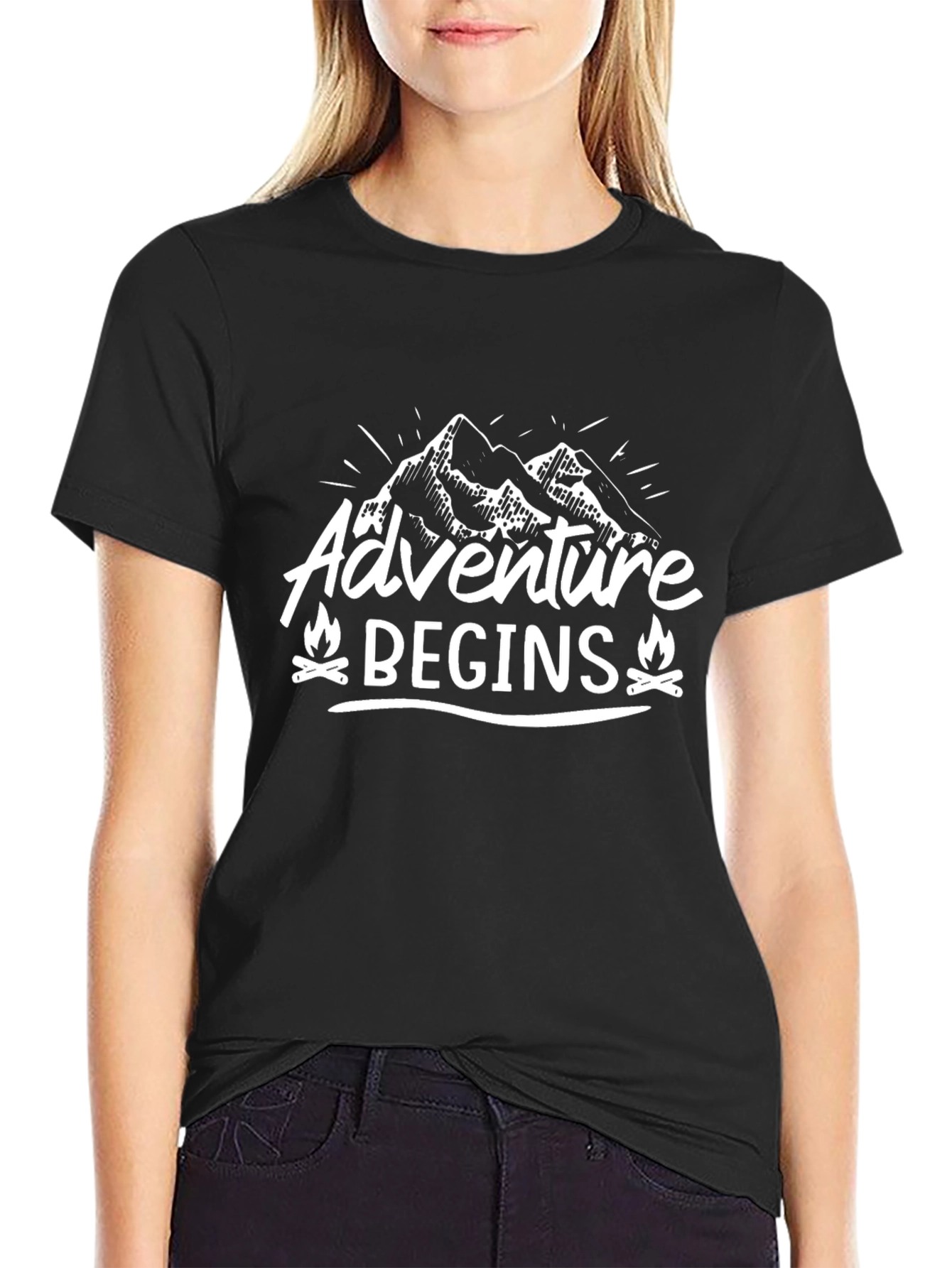 Adventure Begins Graphic Tee - Black