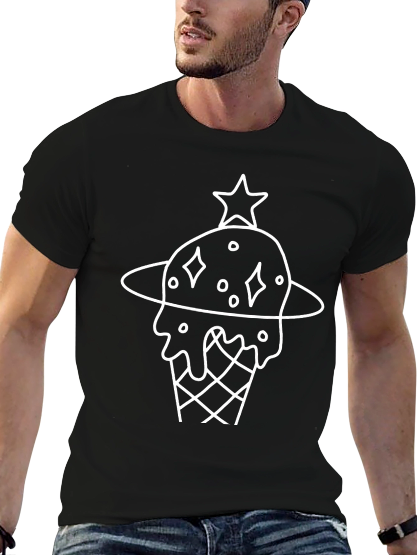 Novelty Ice Cream Planet Graphic Tee - Black
